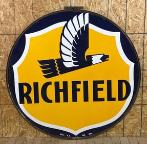 Richfield (gasoline) w/Art Deco Eagle Logo Porcelain Identification Sign