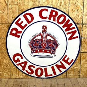 Red Crown Gasoline w/Logo Porcelain Sign