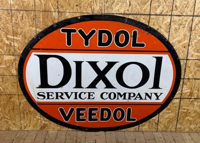 Rare Large Tydol Veedol Dixol Service Company Porcelain Sign