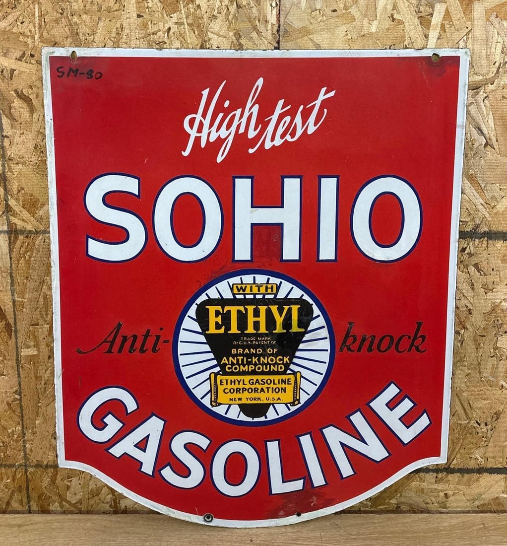 Sohio Gasoline High Test Porcelain Sign (1 of 3)