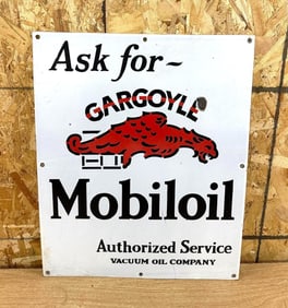 Ask for Gargoyle Mobiloil Authorized Service Porcelain Sign (TAC)