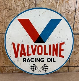 Valvoline Racing Oil w/Checkered Flags Logo Metal Sign
