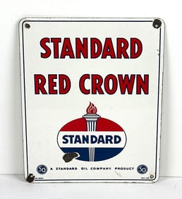 Standard Red Crown w/Logo Porcelain Pump Sign
