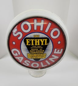 Sohio Ethyl Gasoline 15" Metal Body Gas Pump Globe