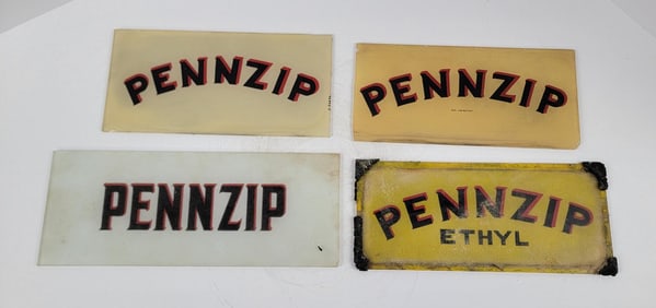 Group of Pennzip Gas Pump Ad Glass