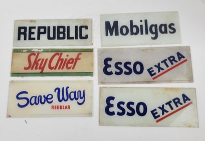 Group of Gas Pump Ad Glass