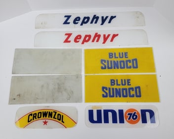 Group of Gas Pump Ad Glass