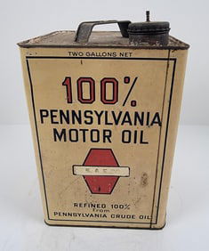 100% Pennsylvania Motor Oil Two Gallon Can
