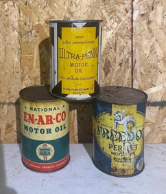 3-One Quart Round Metal Cans Ultra-Penn, Freedom & En-Ar-Co