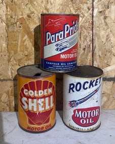 3-One Quart Round Metal Cans Shell, ParaPride & Rocket