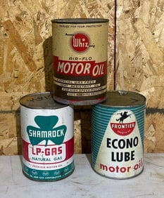 Whiz, Frontier Shamrock One Quart Metal Cans