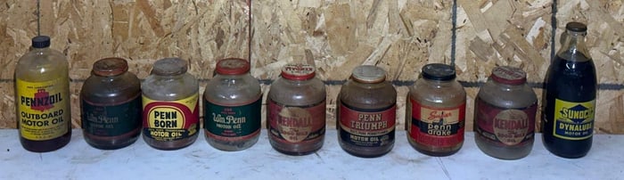 Rare Sunoco Motor Oil Bottle & 8-Other War Jars.