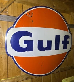 Gulf (Oil) “Dog Ear?? Porcelain Station Sign