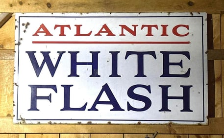 Atlantic White Flash Porcelain Sign