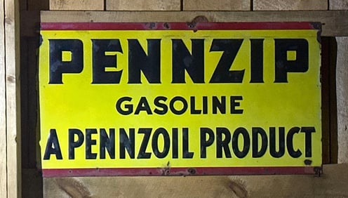 Pennzip Porcelain Sign