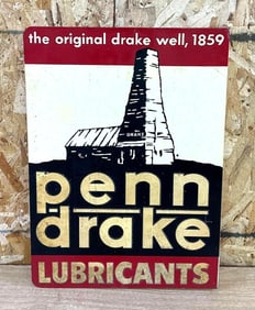 Penn Drake Lubricants w/Logo Metal Flange Sign