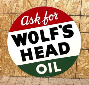 Ask for Wolf's Head Oil Metal Sign