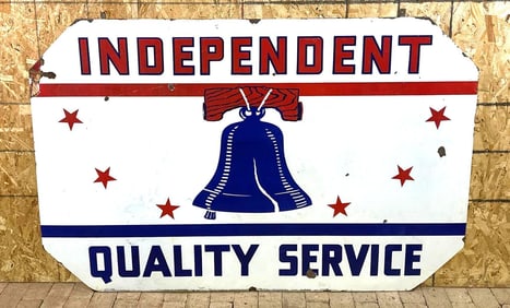 Independent Quality Service w/Liberty Bell Logo Porcelain Sign