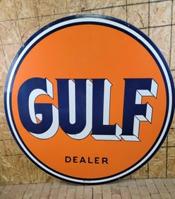Gulf w/White Shaded Letters Porcelain Identification Sign
