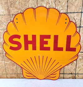 Shell w/half lines logo Porcelain Sign