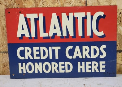 Atlantic Credit Cards Honored Here Metal Sign