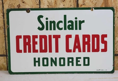 Sinclair Credit Card Honored Porcelain Sign
