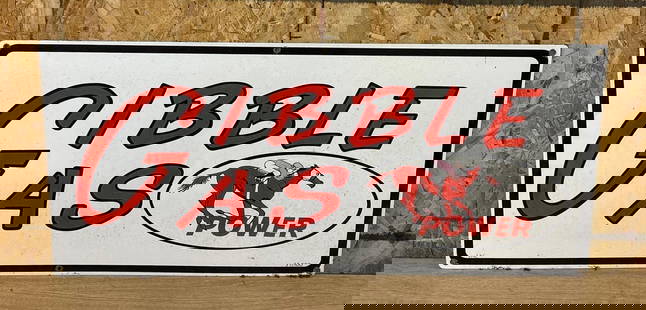Fantasy Gibble Gas w/Logo Sign: rated 9, 16&#34;x36&#34;, the sign is number 35/100, is a fantasy or new sign. This lot can be picked up in Tidioute, PA on September 18 - 22 or this lot can be taken back to our facility to be shippe