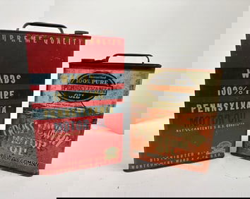 Wards & Cross Country Motor Oil Metal Flat Cans