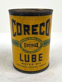 Coreco Motor Oil One Quart Round Metal Can