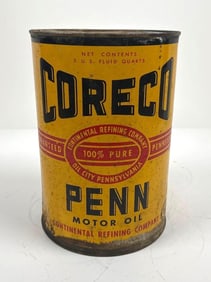 Coreco Motor Oil Five Quart Round Metal Can