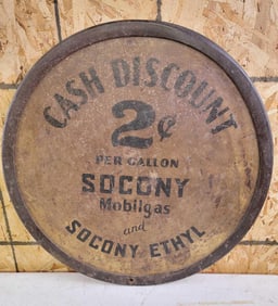 Socony Mobilgas "Cash Discount" 2¢ Metal Sign