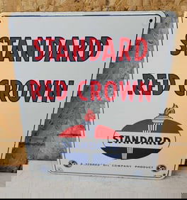 Standard Red Crown w/Logo Porcelain Pump Sign