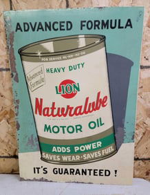 Lion Naturlube Motor Oil w/Can Metal Sign