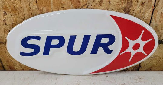 Spur (gasoline) w/Logo Porcelain Pump Sign