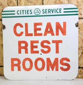 Cities Service Clean Rest Room Porcelain Sign