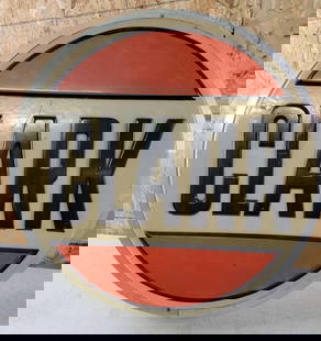 Clark (gasoline) Plastic Lighted Sign: rated 7.5, 35&#34;D., the molded plastic light sign has soiling and is slightly yellowed, do not know if it works, has no cord. This Lot must be picked up in Tidioute, PA on September 18 - 22.