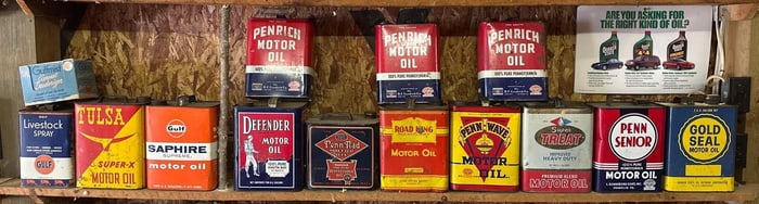 13 Two Gallon Rectangle Metal Motor Oil Cans