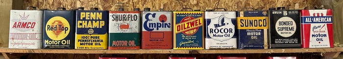 10 Two-Gallon Rectangle Metal Motor Oil Cans
