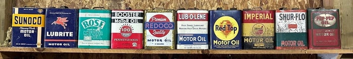 10 Two-Gallon Rectangle Metal Motor Oil Cans
