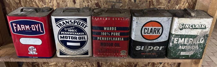 5 Two-Gallon Rectangle Metal Motor Oil Cans