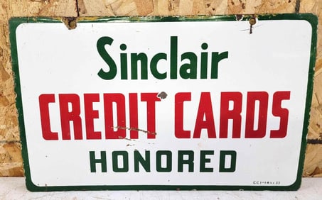 Sinclair Credit Card Honored Porcelain Sign