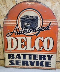 Authorized Delco Battery Service Metal Sign