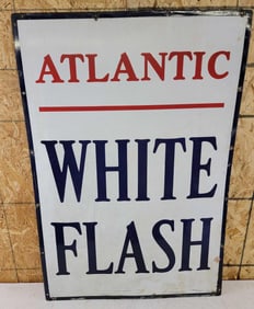 Atlantic White Flash Porcelain Sign