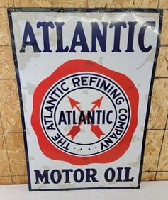 Atlantic Motor Oil w/Fried Egg Logo Porcelain SIgn