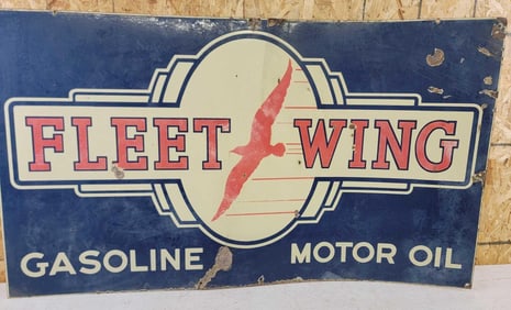 Fleet-Wing Gasoline Motor Oil w/Logo Porcelain Sign
