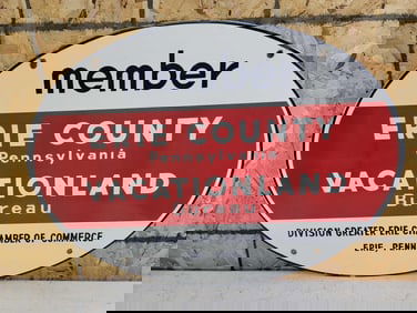 Member Erie County PA Vacationland Bureau Porcelain Sign