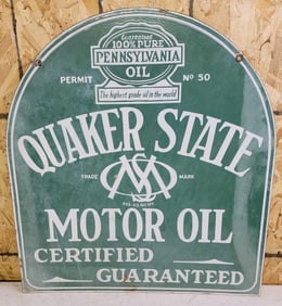 Quaker State Motor Oil w/Logo Porcelain Sign