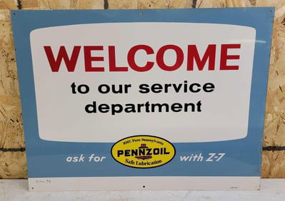 Welcome ask for Pennzoil Metal Sign