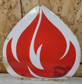 (Standard or Amoco) Porcelain Flame Half SIgn