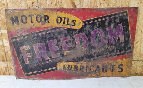 Freedom Motor Oils Lubricants Metal Sign